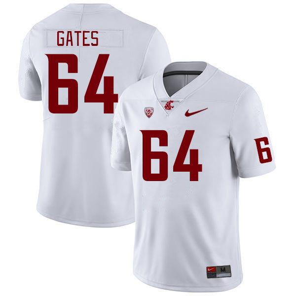 Men #64 Nate Gates Washington State Cougars College Football Jerseys Stitched Sale-White - Click Image to Close